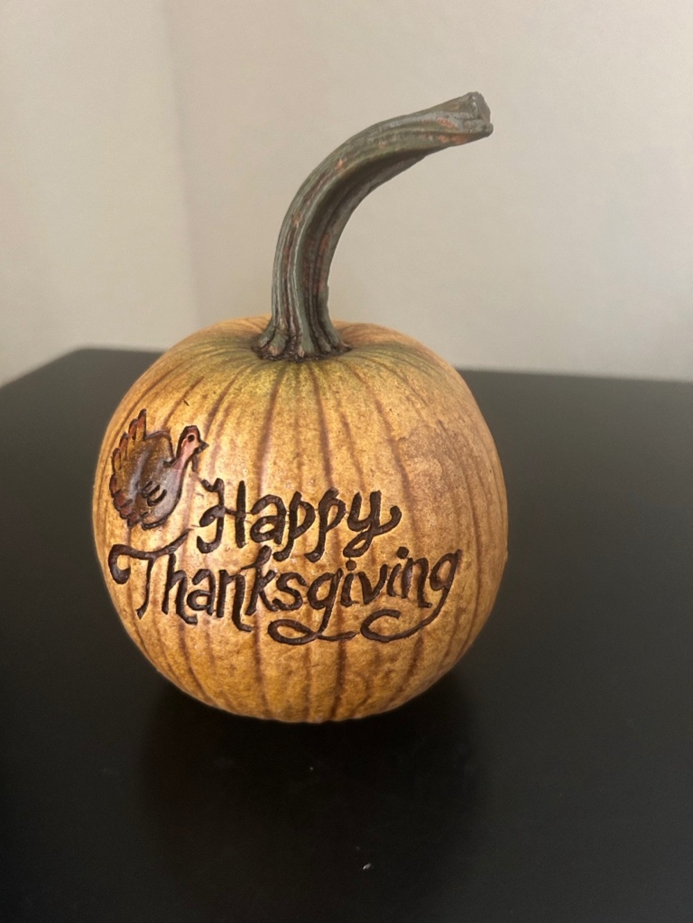 “Happy Thanksgiving Carved Resin Decorative Pumpkin by Salem Collection. NWT